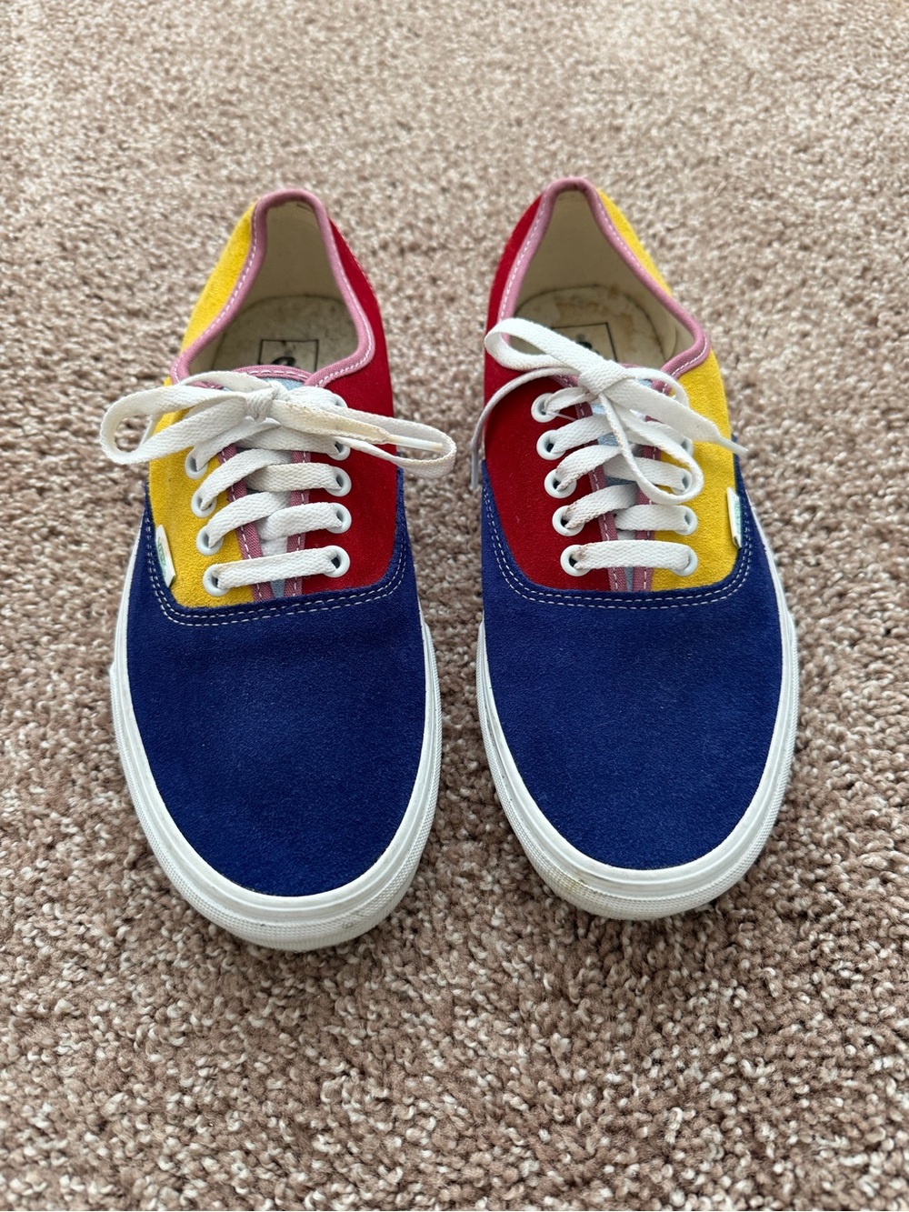 Vans Multicolor Canvas & Suede Sneakers — Navy, Red, Yellow